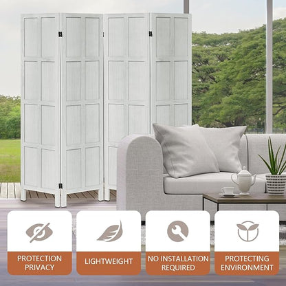 Leesinwing Wood Room Divider 4 Panel Folding Privacy Screen, Classic 5.6Ft - Image 7