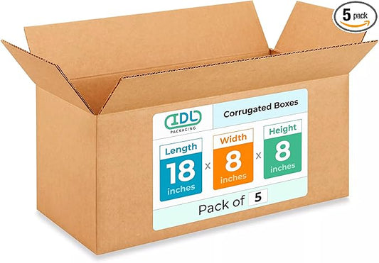 Medium Shipping & Moving Boxes 18 x 8 x 8 inches by IDLPackaging