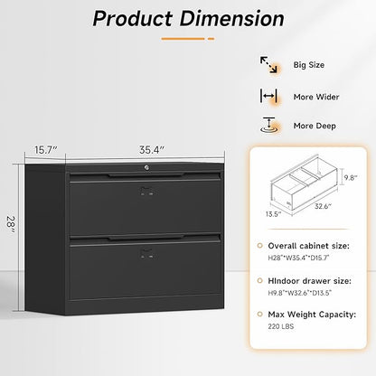 Bestoo 2-Drawer Lateral File Cabinet - Image 3
