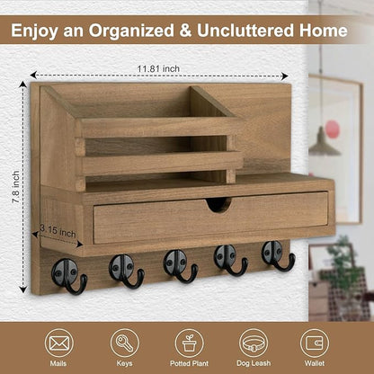 Lucundm Key Holder Wall Mount, Mail Holder - Image 2