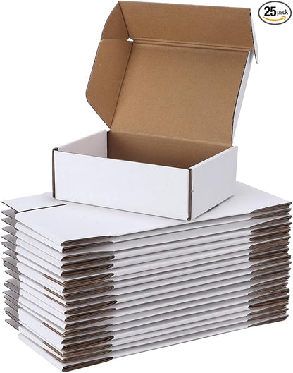 PHAREGE 6x4x2 inch Shipping Boxes Bulk 25 Pack White, Tab Lock Tuck Top Mailer by PHAREGE