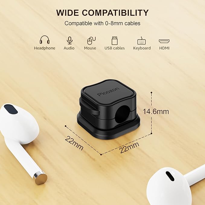 24 Pack Magnetic Cable Clip Organizer Cord Holder, Picozon Adhesive Cable - Image 7