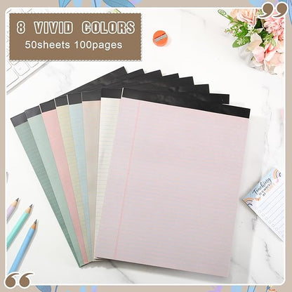 Fuutreo 8 Pcs 8.5'' x 11'' Colored Legal Pad Writing Pads Narrow Ruled 50 - Image 4