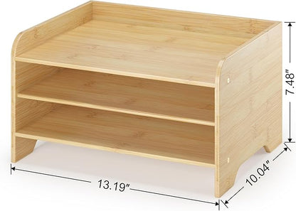Wisuce Essentials Bamboo Desk Organizer Mail Holder Countertop Letter Tray File - Image 3
