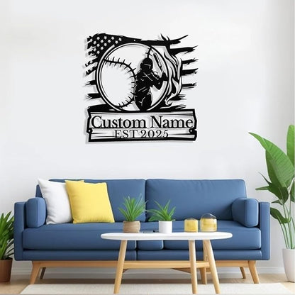 Personalized Softball Metal Sign, Custom Softball Signs Wall Art, Custom Name - Image 2