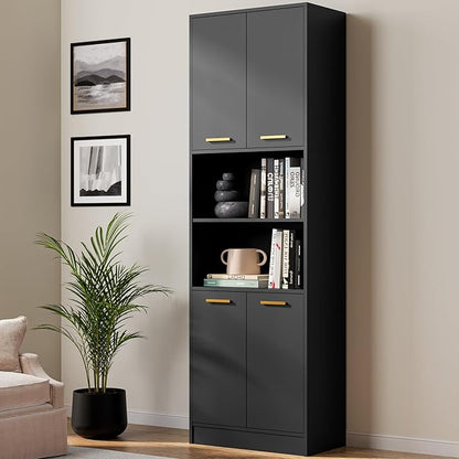 Cozy Castle Kitchen Pantry Cabinet, 4 Doors Open Countertop Utility Hutch by CozyCastle