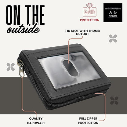 ag wallets Mens Zip Around Leather Wallet - Image 3