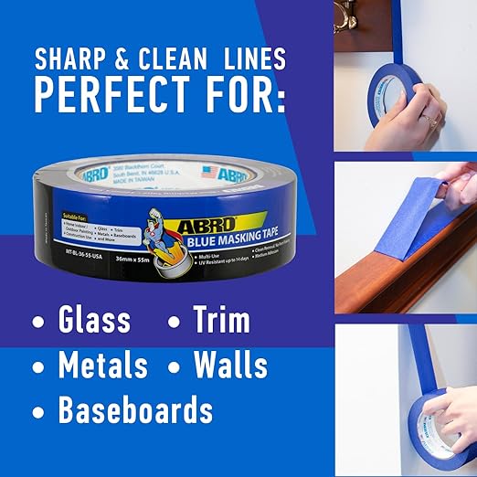 ABRO Blue Painters Tape 1 Inch Wide, 24mm x 55M, All Purpose Blue Tape - Image 6