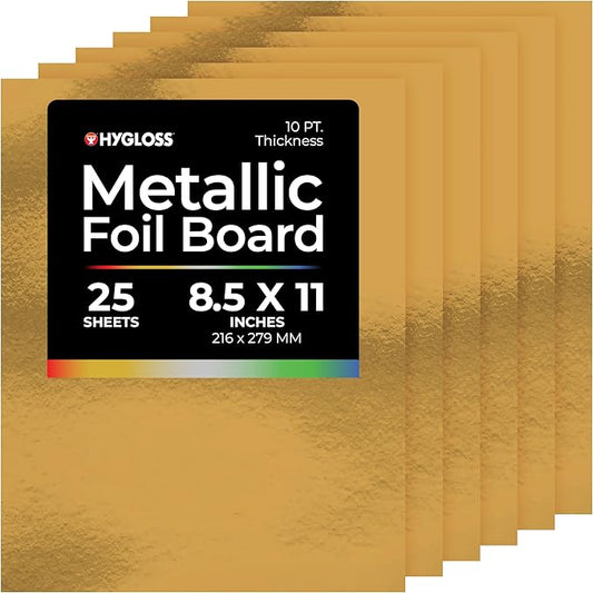 Hygloss Metallic Cardstock Sheets – 25 Shiny Gold Sheets, 8.5” x 11” by HyglossProductsInc