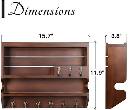 Mutsault Key Holder for Wall, Mail Organizer Wall Mounted, Luxury Walnut - Image 3