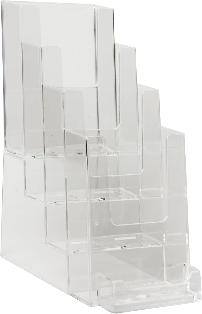 Clear-Ad - LHF-P104 - Acrylic Slant Back 4 Tier Trifold Brochure Display w/ by Clear-Ad