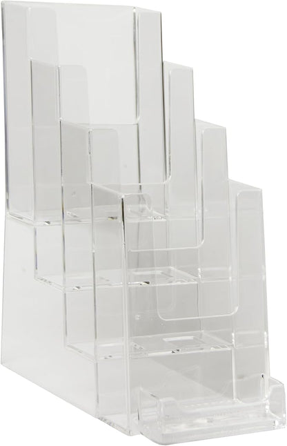 Clear-Ad - LHF-P104 - Acrylic Slant Back 4 Tier Trifold Brochure Display w/ by Clear-Ad