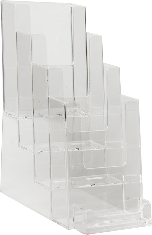 Clear-Ad - LHF-P104 - Acrylic Slant Back 4 Tier Trifold Brochure Display w/ by Clear-Ad