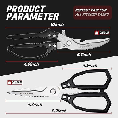 TIVOLI Kitchen Scissors Set Black, Japanese Stainless Steel Kitchen Shears - Image 6