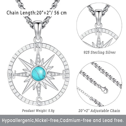 Compass Necklace for Women Men 925 Sterling Silver Pendant Urn Necklaces for - Image 4