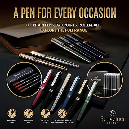 Scriveiner Luxury EDC Fountain Pen, Stunning Silver Chrome Luxury Pen, Real - Image 7