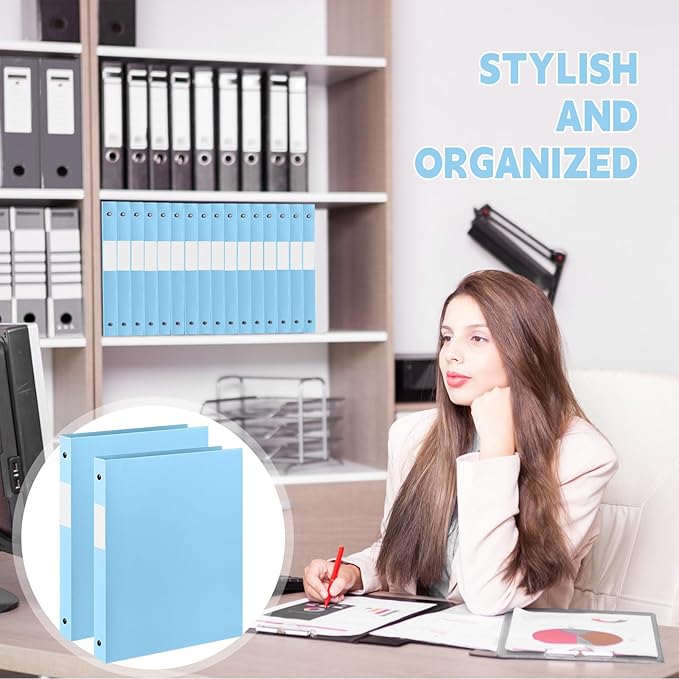 Henoyso 48 Pcs 3 Ring Binder 0.5 Inch Round Fits Letter Size 8.5'' x 11'' Paper - Image 3