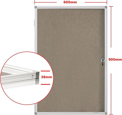 BIBOC Enclosed Felt Bulletin Board 36x24 inch Lockable Cork Noticeboard Display - Image 2