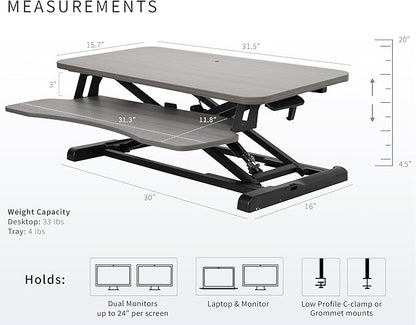 VIVO 32 inch Desk Converter, K Series, Height Adjustable Sit to Stand Riser - Image 3