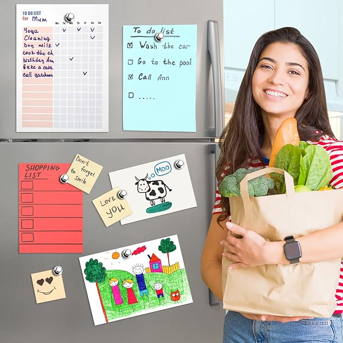 Pack of 16 Silver Refrigerator Magnets Strong Fridge Magnets - Image 5