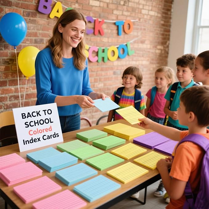 Koogel Index Cards 3x5, Colored Flash Card Lined Ruled on Both Side, - Image 2