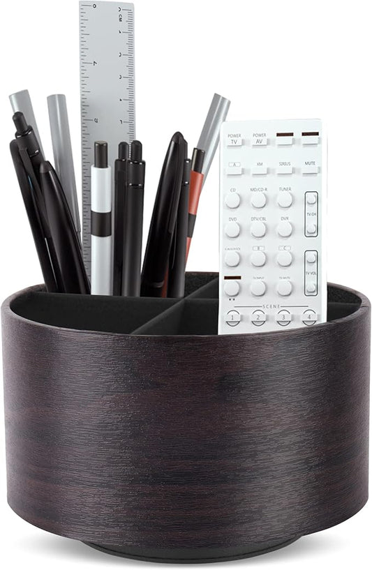 Hennaja Round Leather Art Supply Organizer, Remote Control Holder, 360 Degree by Hennaja