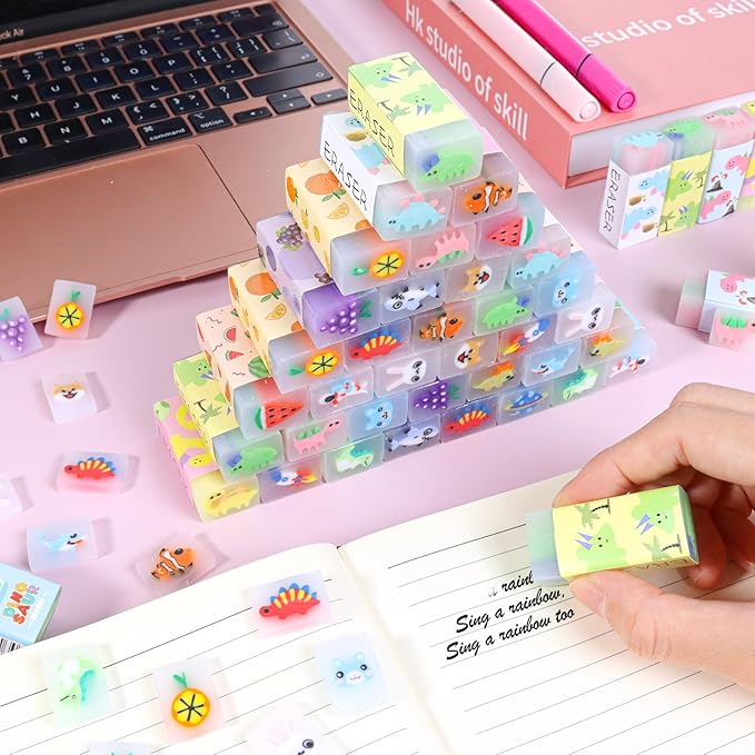 100PCS Cute Animal Erasers for Kids, Count Bulk Pack, Back to School Supplies - Image 2