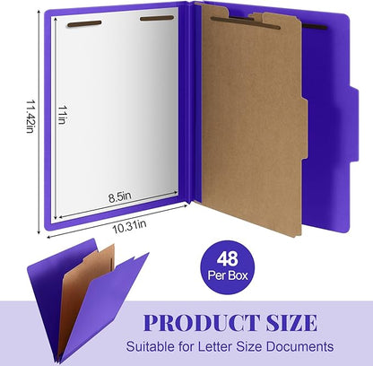 Skyygemm 48 Pcs Classification Folders Letter Size, 1 Divider Pressboard File - Image 2
