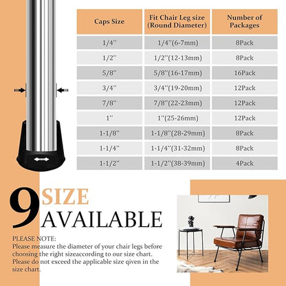 VOCOMO 7/8" Round Rubber Chair Leg Tips Caps, Chair Leg Floor Protectors - Image 6