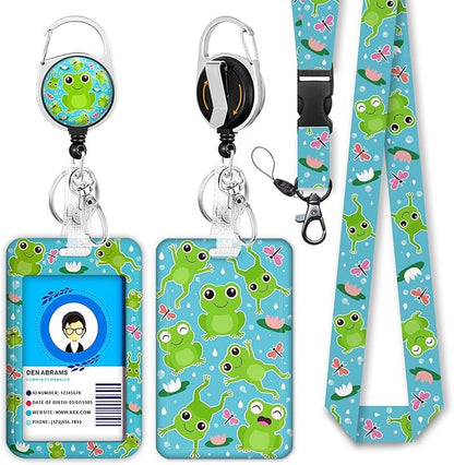 Frog Lanyards for Id Badges, Cute Badge Reel Heavy Duty by Giancomics