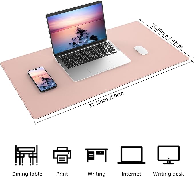 AFIING Dual-Sided Desk Pad, Natural Cork & PU Leather, Desk Mat Protector - Image 2