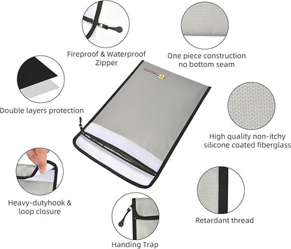 3 Pcs Fireproof Waterproof Document Bag, Fire and Water Resistant Safe Zipper - Image 5