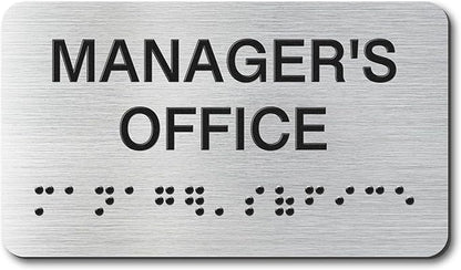 Manager's Office Signs with Raised Text & Grade 2 Braille, Brushed by EliteSign