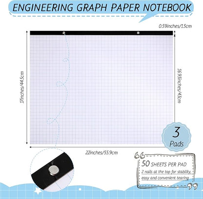 Fainne 3 Pcs Large Engineering Graph Paper Pad Giant Drafting Pad Blueprint - Image 2