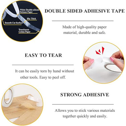SmaringWing Double Sided Tape for Crafts, 6 Rolls Multi-Size Double-Sided - Image 5