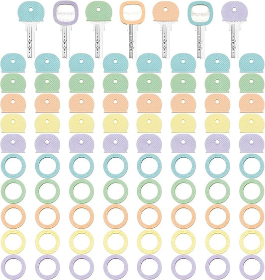 Blulu 80 Pieces 1Inch Colored Key Covers Caps Tags Covers Set Plastic Key Color by Blulu
