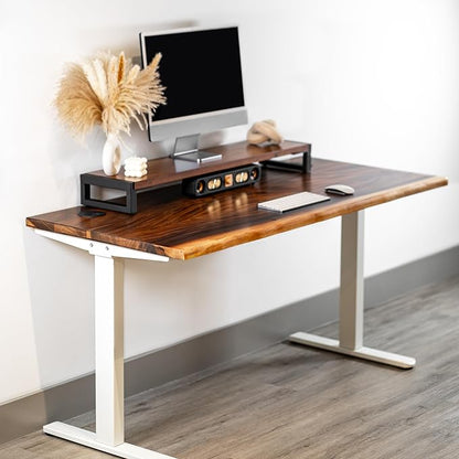 Standing Desk with Monitor Stand – Walnut Solid Wood Desk, Natural Live Edge - Image 9