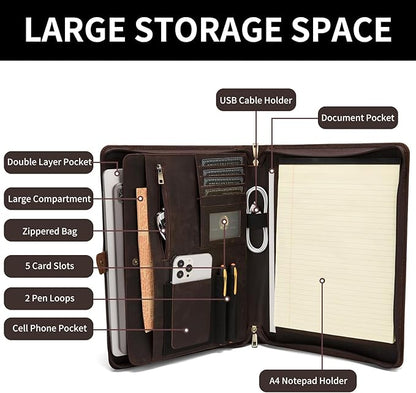 Geslun Genuine Leather Portfolio, Legal Size 8.5 x 14 Pad Holder, Business - Image 5
