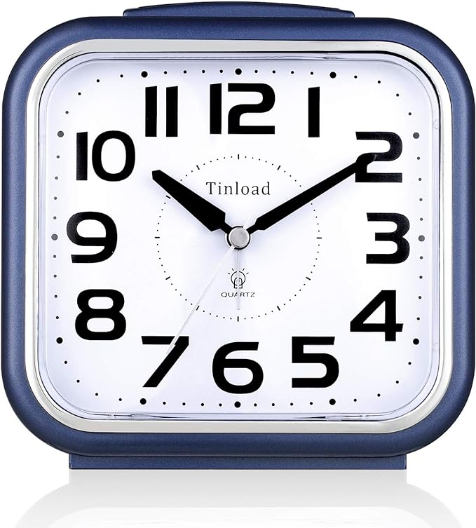 Tinload 5.5" Large Analog Alarm Clock Silent Non Ticking, Gentle Wake, Beep by Tinload
