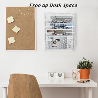 EASEPRES Mail Organizer Wall Mount Hanging File Holder Storage, Metal Chicken - Image 4