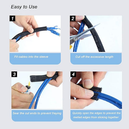 CrocSee 10ft - 1/2 inch Braided Cable Management Sleeve Cord Protector - - Image 6