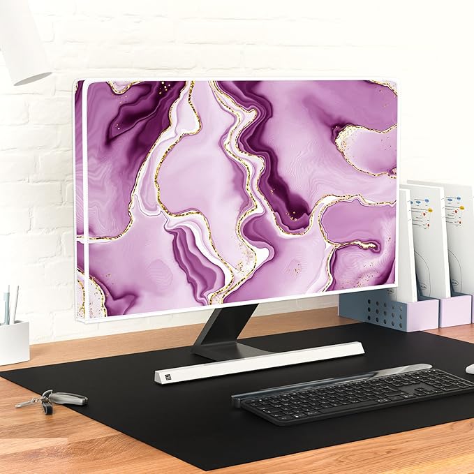 Baocicco Violet Gold Marble Waterproof Computer Monitor Dust Cover 26, 28 Inch - Image 6