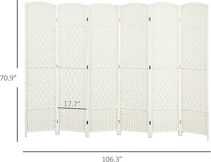 HOMCOM 6 Panel Room Divider, Hand-Woven Freestanding Wall Partition - Image 7