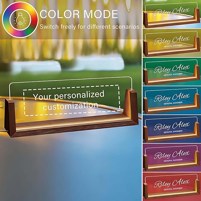 Acrylic Desk Name Plate Personalized, Custom Light Up Office Sign - Image 6