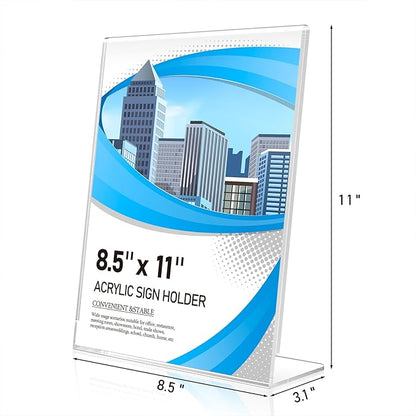Eocnrhe Acrylic Sign Holder 8.5 x 11 10 Pack, Double-Sided Clear Sign Holder - Image 3