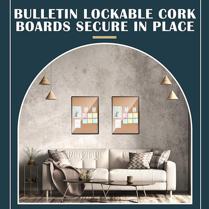 Cholemy Enclosed Bulletin Lockable Cork Case Notice Board 48 x 36 Inch - Image 6