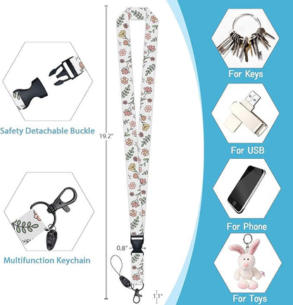 Teacher Badge Holder with Retractable Lanyard, Flower Lanyards - Image 5
