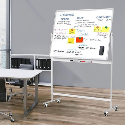 Rolling Whiteboard/w Height Adjustable, Mifuro 48 x 36 Large Portable Dry Erase - Image 2