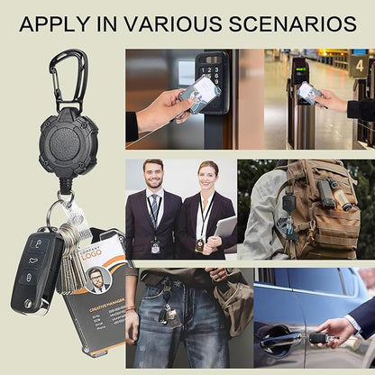 AIDSOTOU Badge Holder Retractable Clip Heavy Duty Carabiner Badge Reel Keychain - Image 6