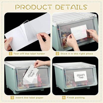 Jeyiour 100 Pcs Label Holders Adhesive Nameplate Pockets Storage Bin Labels - Image 6